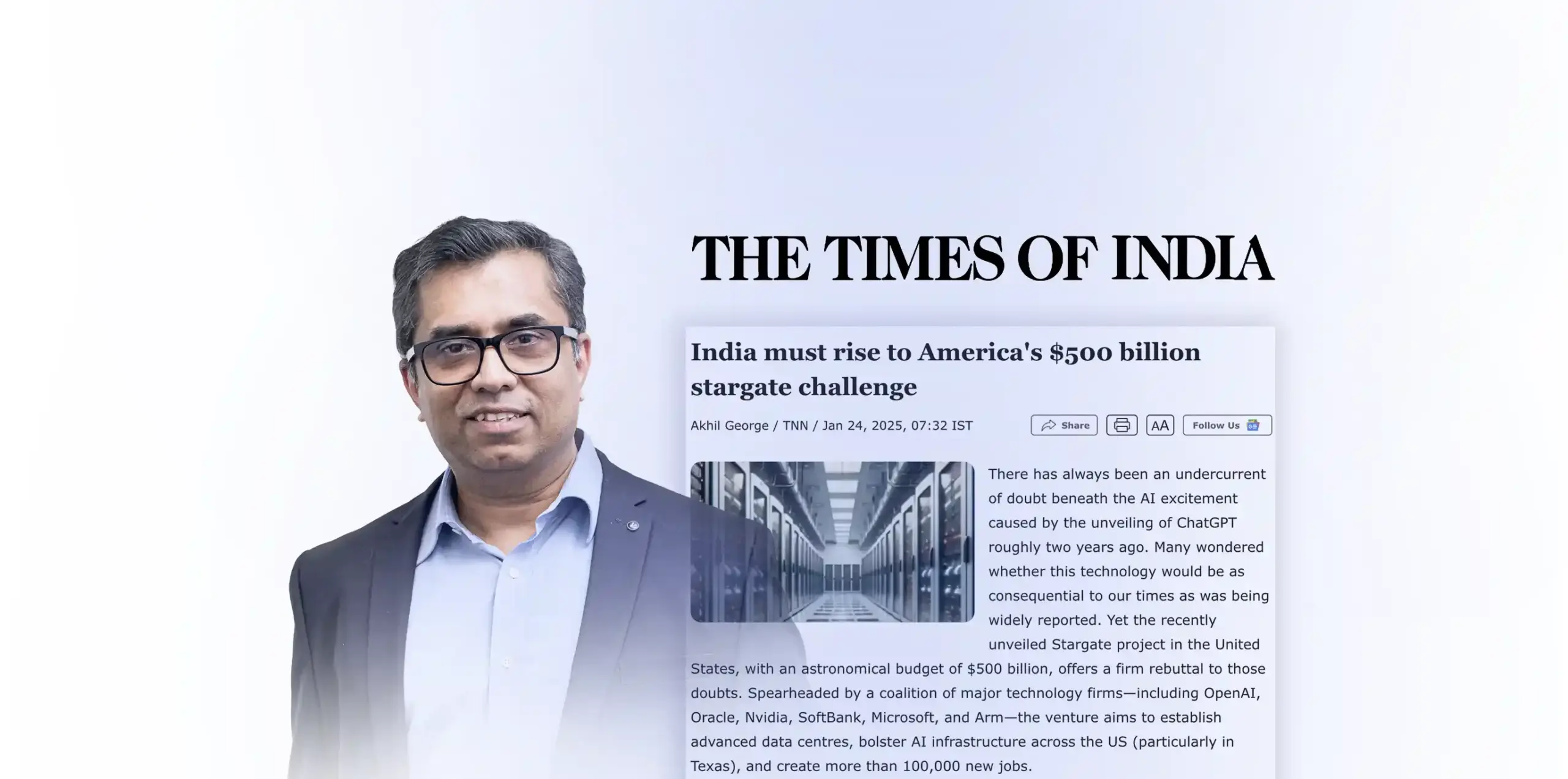 Sreekumar Pillai, Co-founder and CTO, Quoted in The Times of India